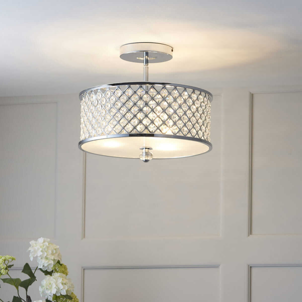 Kryształowa lampa sufitowa Hudson HUDSON-3CH Endon chrom przezroczysta