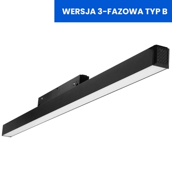 Magnetyczna lampa liniowa szynowa 3-fazowa 807 Domeno LED 20W 3000K czarna