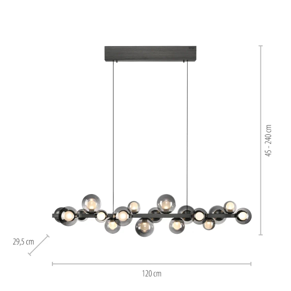 Wisząca lampa E-POPUP czarna przydymiona 2557-15 18xLED 1.8W zmienna barwa