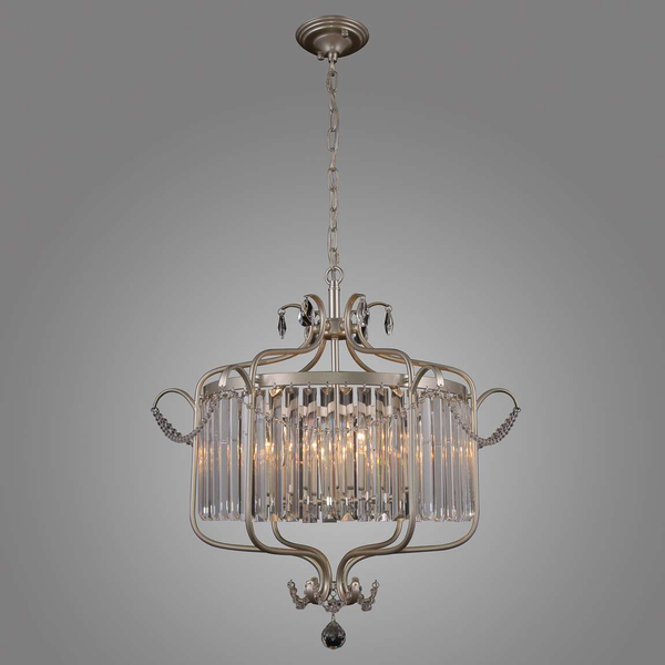 Żyrandol LAMPA wisząca RINALDO PND-33057-6-CH.S Italux OPRAWA glamour z kryształkami ZWIS na łańcuchu srebrny szampański