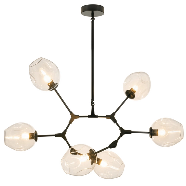 Lampa wisząca Modern orchid ST-1232-6 BLACK AMBER Step balls bursztynowa czarna