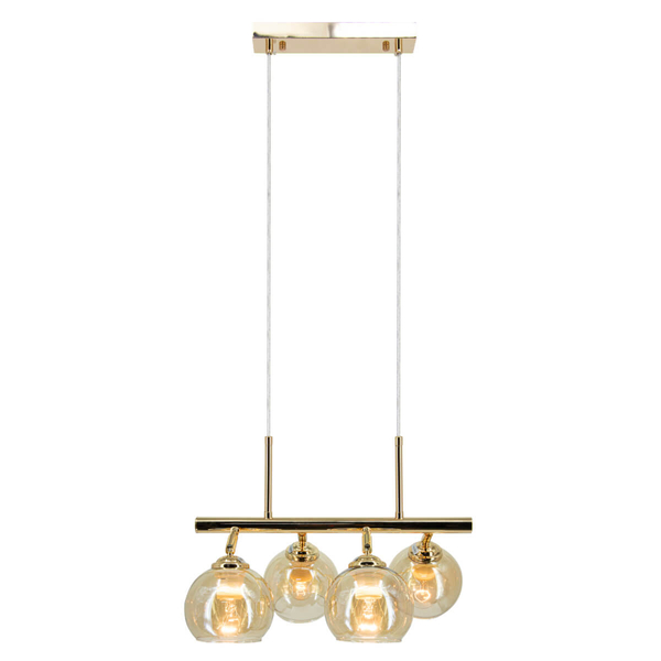 Modernistyczna lampa wisząca Piran 2208/4 TR szklana oprawa złota