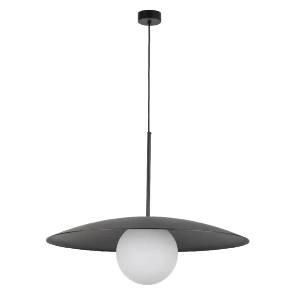 Jadalniana lampa zwisająca Slate 10637 mleczna kula czarny