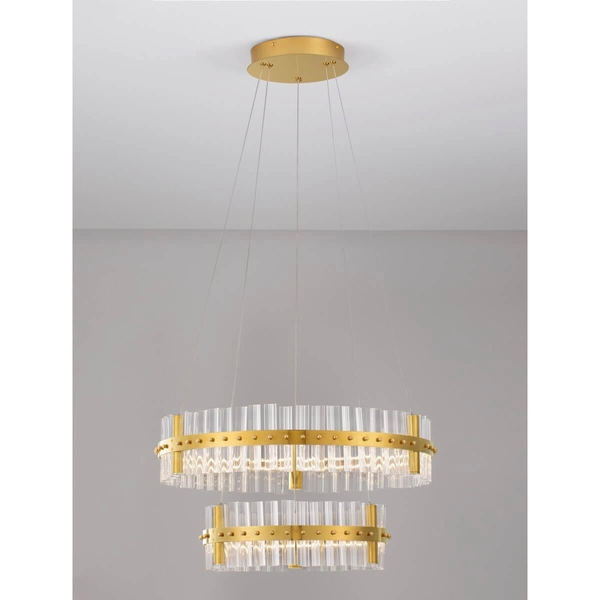 Podwójna lampa wisząca MAYO LE44226 LED 67W 3500K kryształowa złota