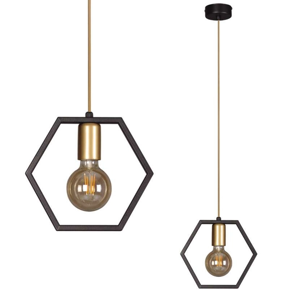 LAMPA wisząca Honey K-4720 Kaja geometryczna OPRAWA metalowy ZWIS modernistyczny czarny złoty