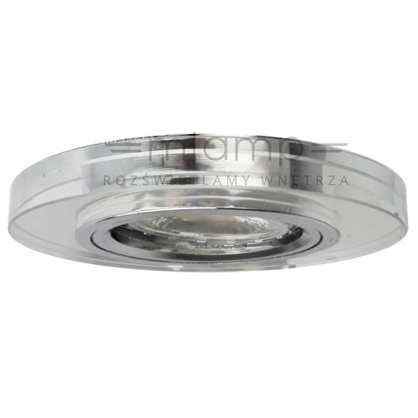 Wpust LAMPA sufitowa VIDI ROUND 11G-S/CH + OP040 INQ okrągła OPRAWA podtynkowa OCZKO szklane do zabudowy chrom