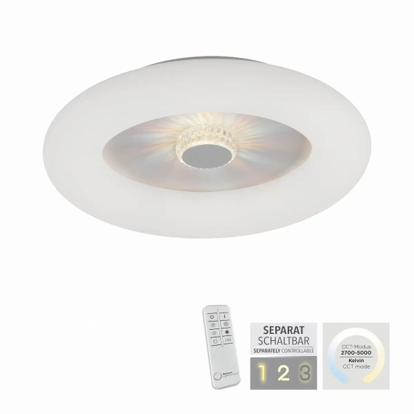 Plafon sufitowy VERTIGO biały glamour LED 30W 2700-5000K z pilotem regulowana barwa 14383-16