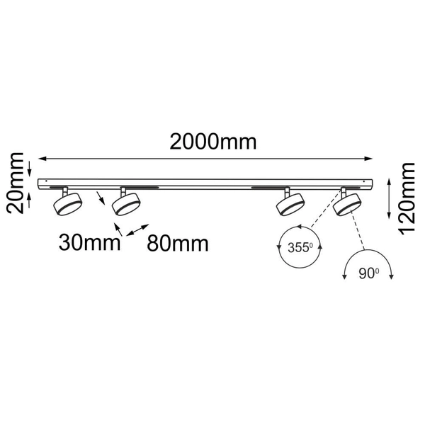 Modułowy system Drop 1027 BROSline obrotowy reflektor punkty czarna