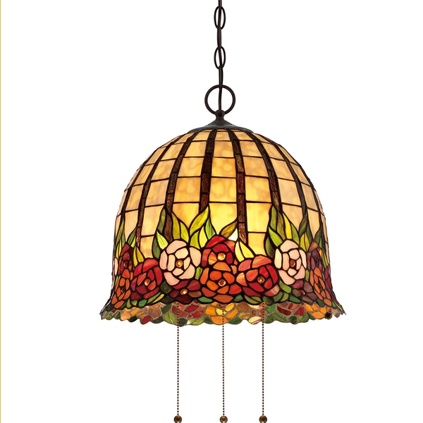 Żyrandol LAMPA wisząca QZ-ROSECLIFFE-P Elstead QUOIZEL metalowa OPRAWA klasyczny ZWIS na łańcuchu brąz multikolor