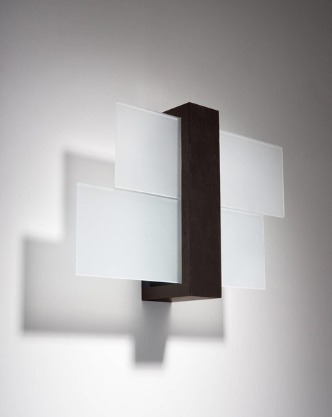 Kinkiet LAMPA ścienna SL.0075 szklana OPRAWA drewno wenge OUTLET