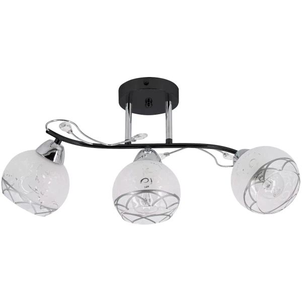 3-punktowa lampa sufitowa 2982/3 BL 8C do salonu czarna chrom