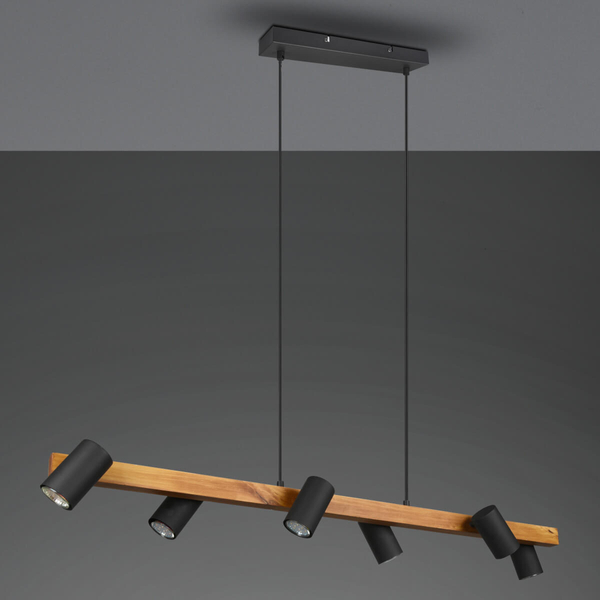 Zwieszana lampa na listwie VANTOS DL632312490 regulowana drewniana czarny
