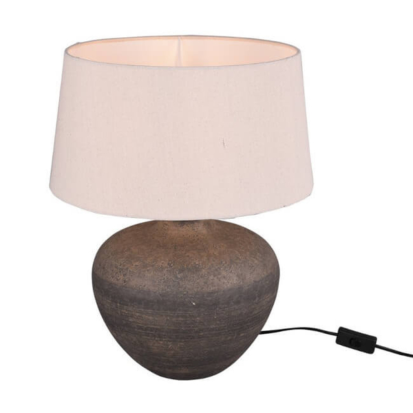 Abażurowa lampa stołowa LOU R50963844 ceramiczna brązowa beżowa