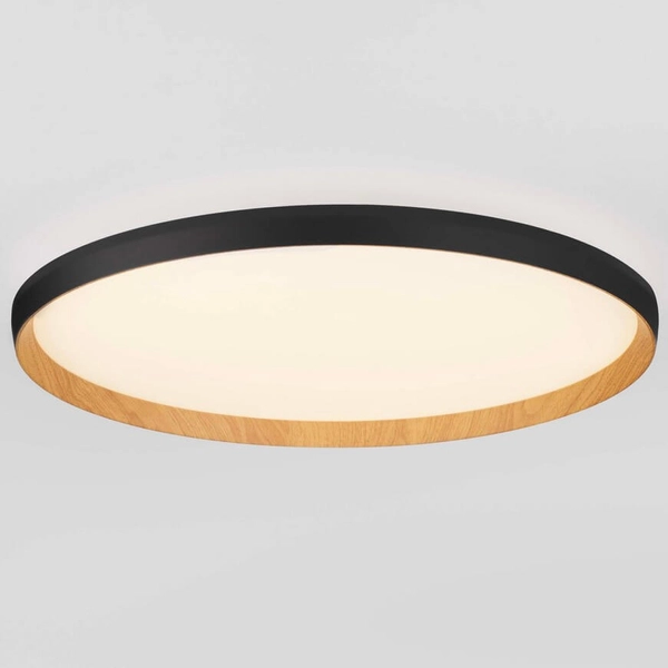 Plafon okrągły do salonu VINAMAR LE44891 LED 55W 2700-3000K czarny drewniany