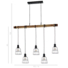 Indutrialna LAMPA wisząca PONTE PND-4290-5-L Italux metalowa OPRAWA druciane klatki zwis drewniana belka drewno czarna