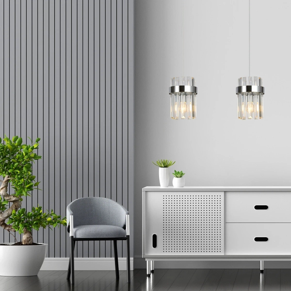 Podwójna lampa wisząca glamour Vetro LP-2910/2L CH kryształowa chrom