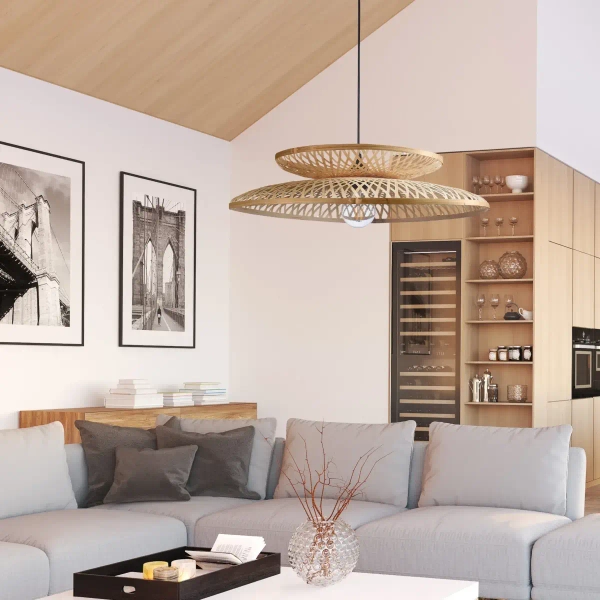 Bambusowa lampa wisząca Bali 329103 ekologiczna nad stół beżowa