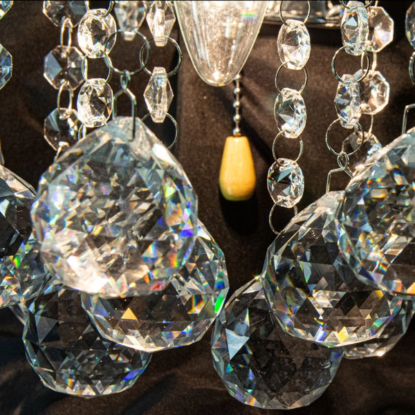 Ścienna LAMPA kinkiet 6247/1 21QG Elem glamour OPRAWA szklana z kryształkami mosiądz przezroczysta