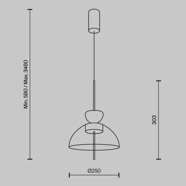 Lampa wisząca kopuła Bangkok MOD185PL-L12CG3K2 LED 12W 3000K mosiądz czarna