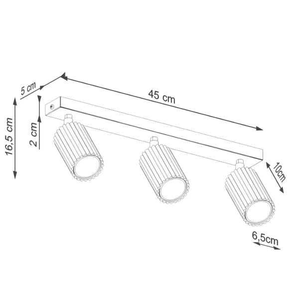 Potrójna lampa sufitowa KARBON SL.1581 tubki z regulacją czarne