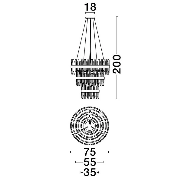 Potrójna lampa wisząca CHOLULA LE44723 pierścienie złota przezroczysta