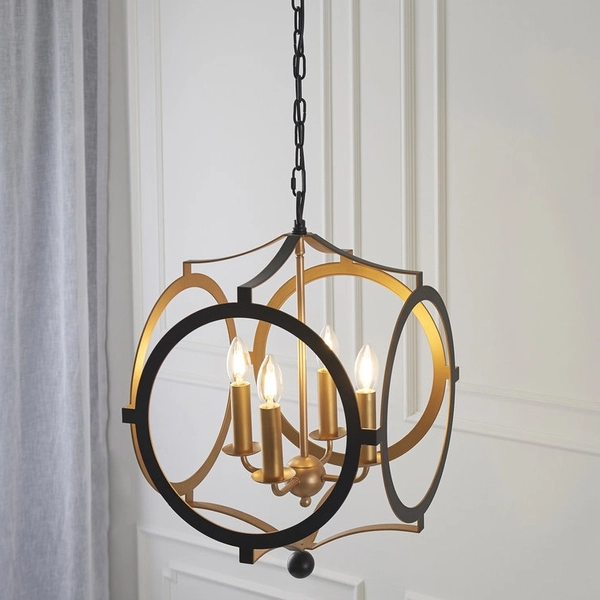 Wisząca lampa świecznikowa L&-191923 Light& klatka czarna złota