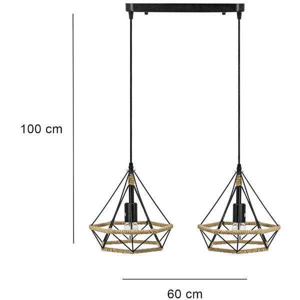Industrialna LAMPA wisząca 8803/2 ZWIS - 06 Elem loftowa OPRAWA metalowy ZWIS piramida druciana czarna
