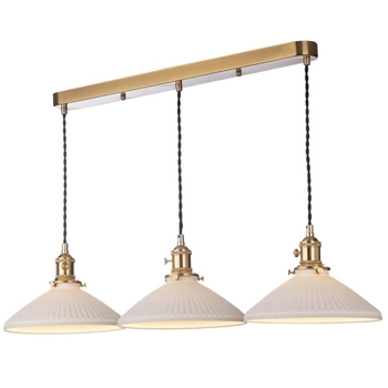 Wisząca lampa ceramiczna Hadano HAD3640-10 potrójna mosiądz biały