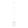 Pojedyncza lampa wisząca Elmo K-5310 Kaja kula metalowa szklana biała złota