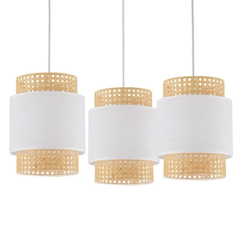 Potrójna lampa zwisowa ekologiczna Boho 6537 TK Lighting ratanowa biała