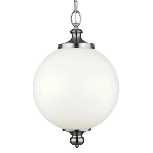 Loftowa LAMPA wisząca FE-PARKMAN-PL-PN Elstead FEISS industrialna OPRAWA szklany ZWIS kula na łańcuchu biała brązowa