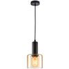 Loftowa lampa wisząca Santia PND-65342-1-BK+AMB okrągła do salonu czarna bursztynowa
