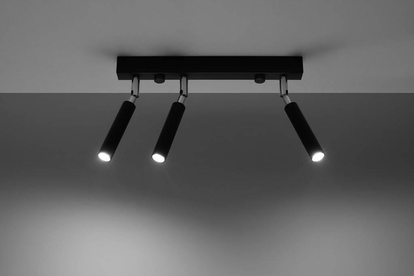 Sufitowa LAMPA plafon SL.0899 regulowana OPRAWA tuby metalowe industrialne czarne