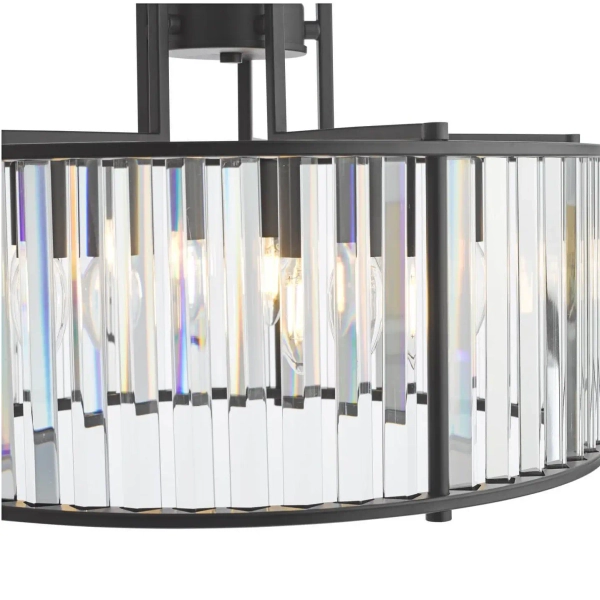 Kryształowa wisząca lampa Kiran KIR0522 regulowana na łańcuchu czarna