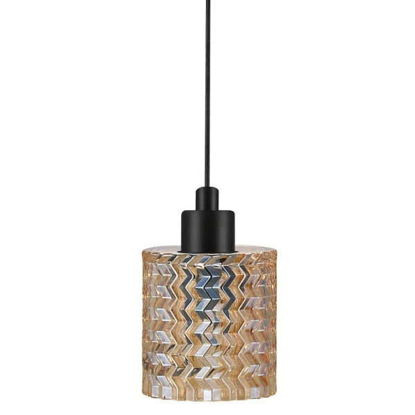 Wisząca lampa nad stół tuba HOLLYWOOD 46483027 szklana bursztynowy czarny