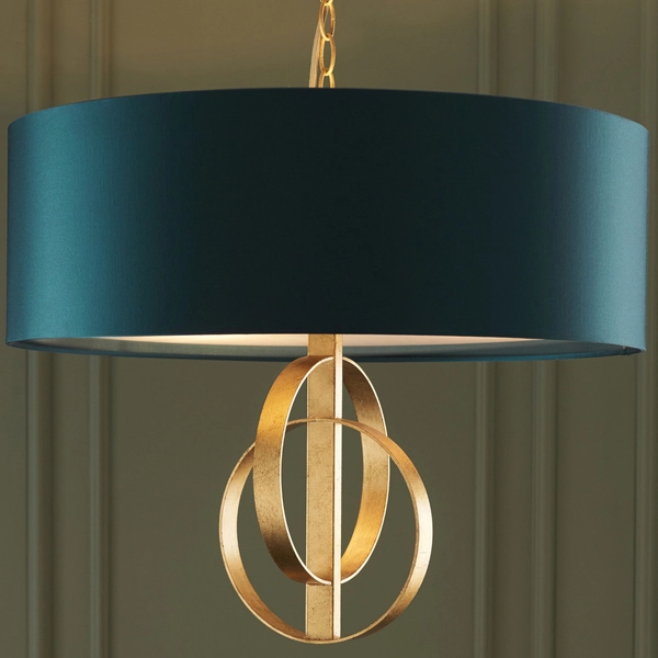 Zwisowa lampa abażurowa L&-195220 Light& morska złoto przecierane