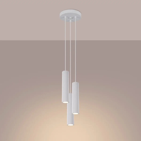 Potrójna lampa wisząca KARBON SL.1538 ryflowana podłużna biała