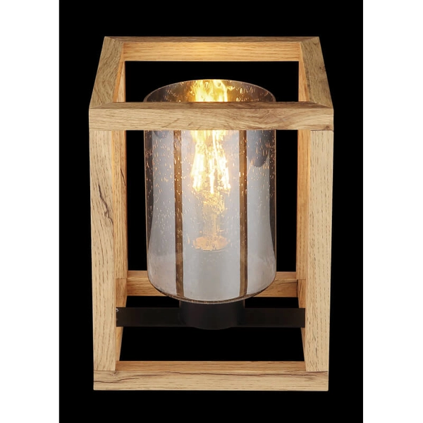 Lampa stołowa Pettey 15497T do salonu loft tubka drewniana przydymiona