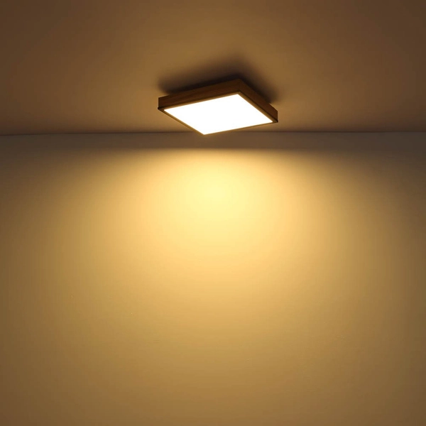 Drewniana LAMPA sufitowa DORO 416080WD1 Globo kwadratowy plafon LED 12W 3000K do sypialni drewno