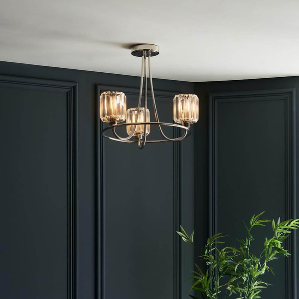 Potrójna lampa sufitowa do salonu Berenice 104107 srebrny przezroczysty