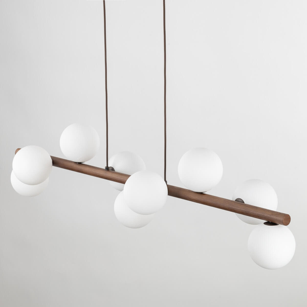 Lampa wisząca do salonu Estera 10273 bubbles belka drewniana biała