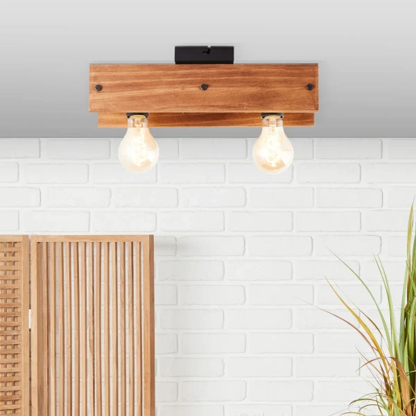 Sufitowa lampa drewniana Calandra 99449/76 czarna brązowa