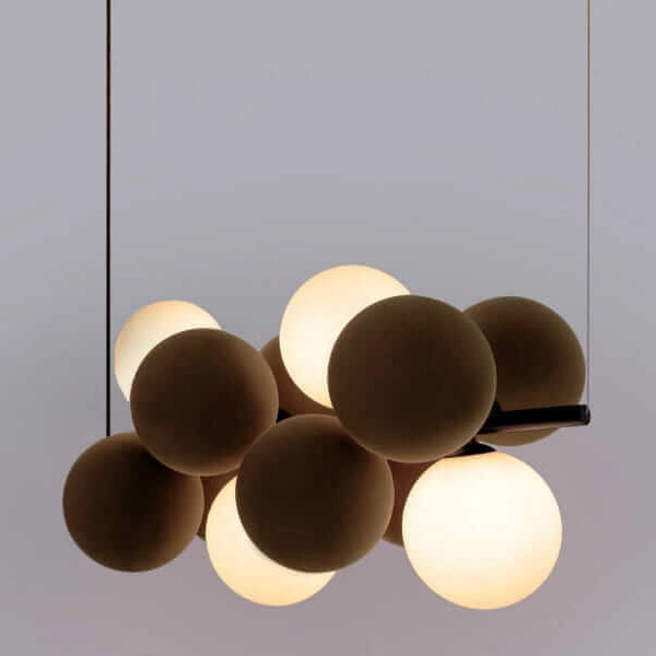 Wisząca lampa molekułowa Vino ABR-GRAPPA-H-B nad stół kule szare białe