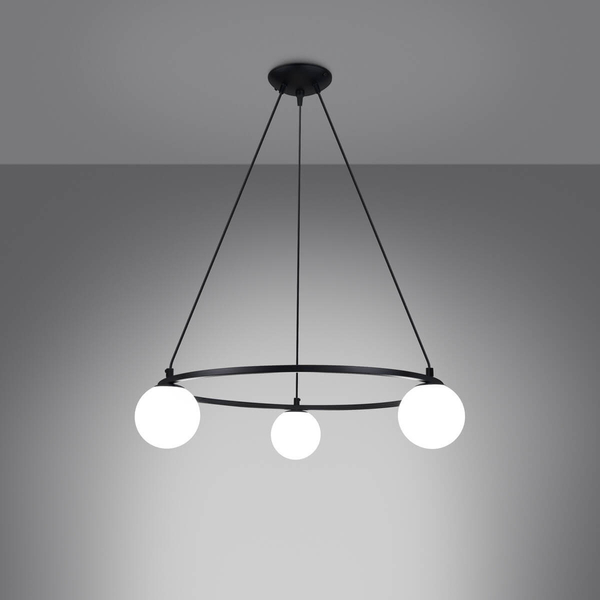 Zwisająca lampa Yoli SL.1213 kule bańki do salonu czarna biała