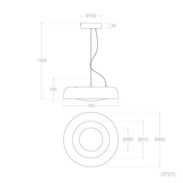 Lampa wisząca Portafortuna ABR-LWPF20W-B LED 20W 3000K do salonu czarna
