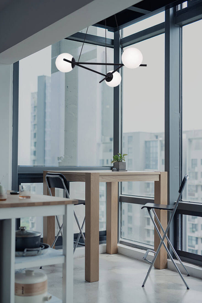 Lampa wisząca Arton K-4966 z kulistymi kloszami biała czarna