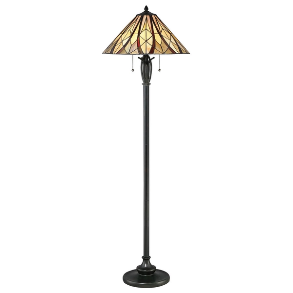 Podłogowa lampa do salonu Victory QZ-VICTORY-FL witrażowa brązowa kolorowa