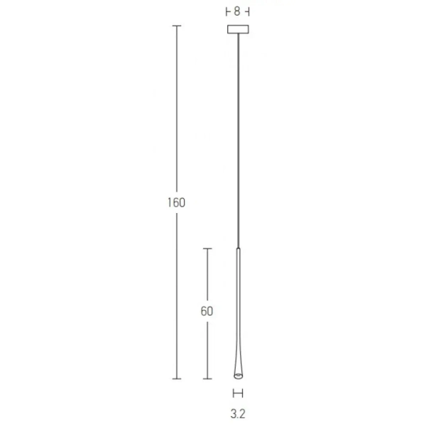 Podłużna wisząca lampa 20143 LED 6W 3000K zwis tuba mosiądz