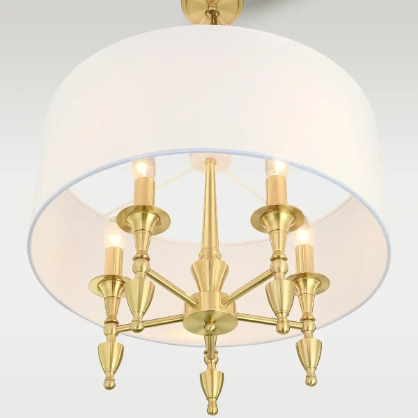 Wisząca lampa z abażurem Austin P05197BR-WH Cosmolight biały mosiądz