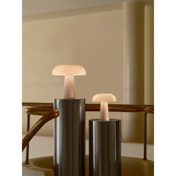 Marmurowa lampa stołowa Glossy 2520015001 grzybek biały